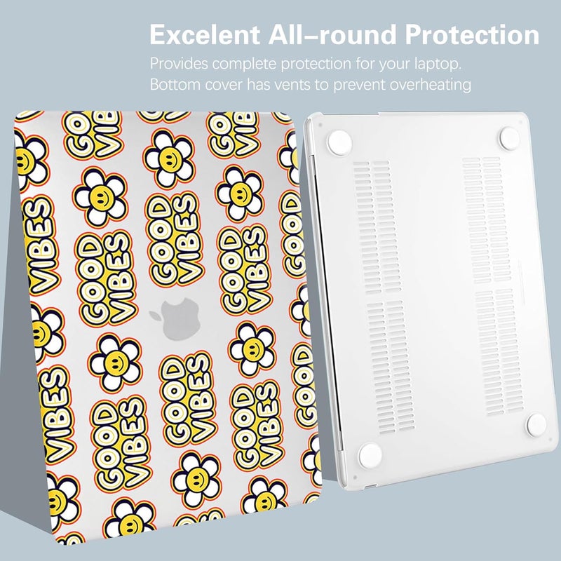 KEROM Compatible for MacBook Air 13 inch Case 2025 M4, 2024-2022 M3 M2 A3240 A3113 A2681, Cute Sleek Aesthetic Plastic Hard Shell with Keyboard Cover for MacBook Air 13.6 inch Case, Good Vibes - Image 4